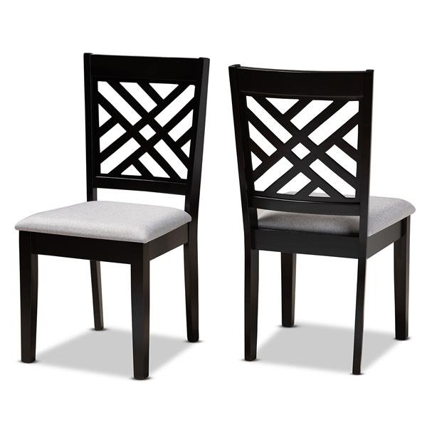 baxton studio Baxton Studio Caron Modern and Contemporary Grey Fabric Upholstered Espresso Brown Finished Wood 2-Piece Dining Chair Set