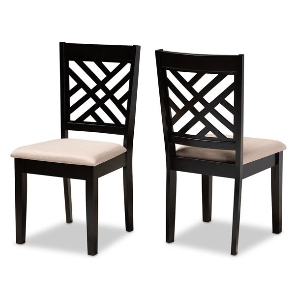 baxton studio Baxton Studio Caron Modern and Contemporary Sand Fabric Upholstered Espresso Brown Finished Wood 2-Piece Dining Chair Set