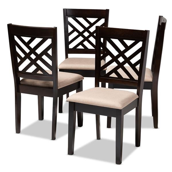 baxton studio Baxton Studio Caron Modern and Contemporary Sand Fabric Upholstered Espresso Brown Finished Wood Dining Chair Set of 4