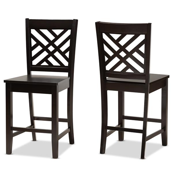 baxton studio Baxton Studio Caron Modern and Contemporary Transitional Dark Brown Finished Wood 2-Piece Counter Stool Set
