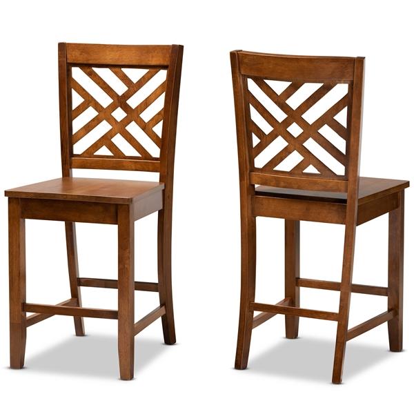 baxton studio Baxton Studio Caron Modern and Contemporary Transitional Walnut Brown Finished Wood 2-Piece Counter Stool Set