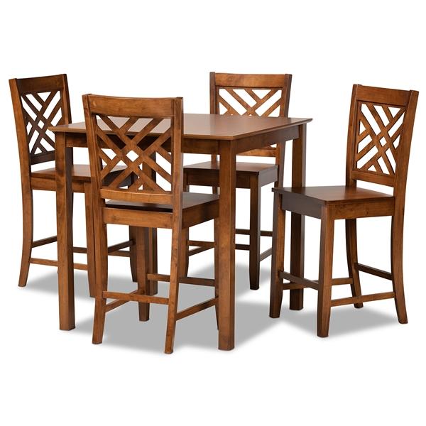 baxton studio Baxton Studio Caron Modern and Contemporary Walnut Brown Finished Wood 5-Piece Pub Set