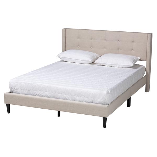 baxton studio Baxton Studio Casol Mid-Century Modern Transitional Beige Fabric Upholstered Full Size Platform Bed