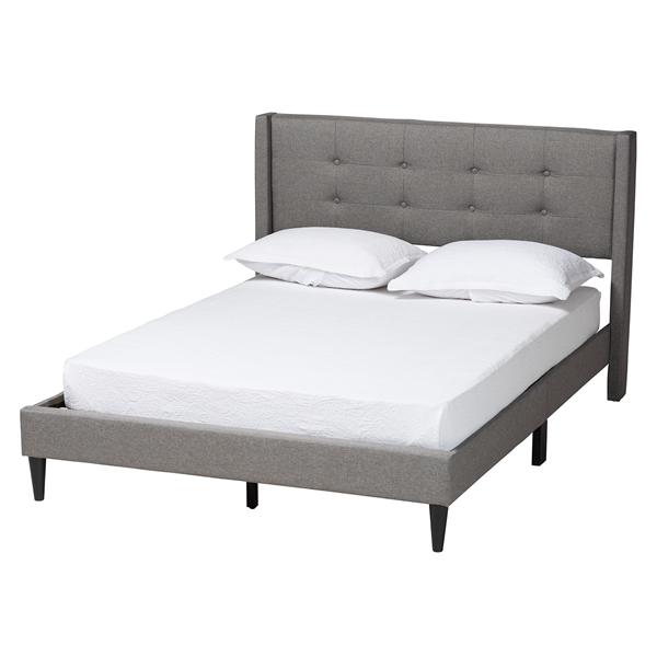 baxton studio Baxton Studio Casol Mid-Century Modern Transitional Grey Fabric Upholstered Queen Size Platform Bed