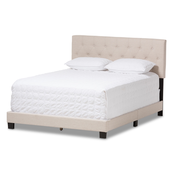 baxton studio Baxton Studio Cassandra Modern and Contemporary Light Beige Fabric Upholstered Queen Size Bed