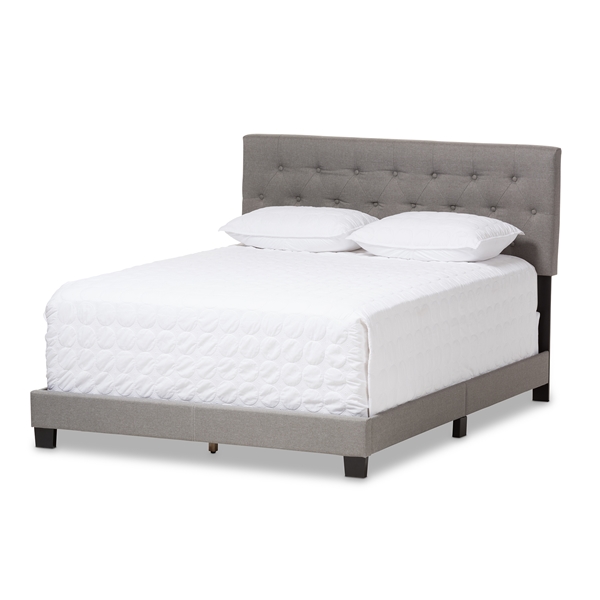 baxton studio Baxton Studio Cassandra Modern and Contemporary Light Grey Fabric Upholstered Queen Size Bed