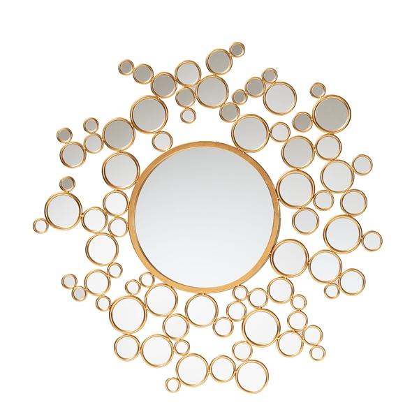 baxton studio Baxton Studio Castiel Modern Glam and Luxe Antique Goldleaf Metal Bubble Accent Wall Mirror