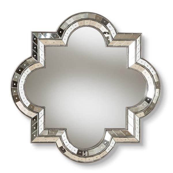 baxton studio Baxton Studio Catia Art Deco Antique Silver Finished Quatrefoil Accent Wall Mirror