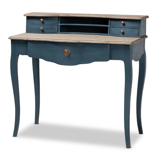baxton studio Baxton Studio Celestine French Provincial Blue Spruce Finished Wood Accent Writing Desk