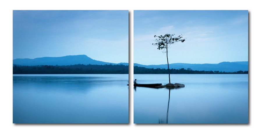 baxton studio Baxton Studio Cerulean Stillness Mounted Photography Print Diptych