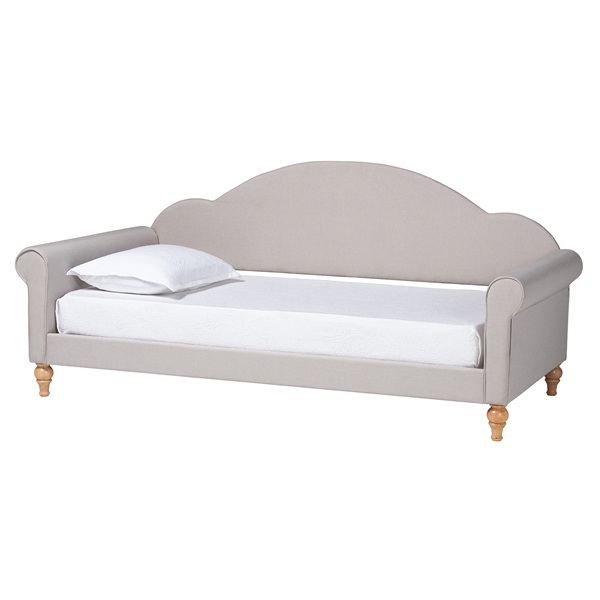 baxton studio Baxton Studio Chaise Classic and Traditional Light Grey Fabric and Natural Brown Finished Wood Twin Size Daybed