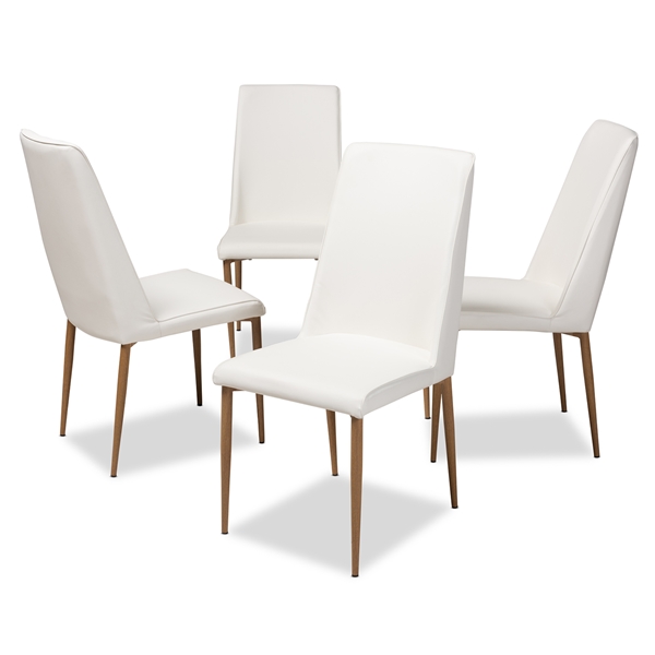 baxton studio Baxton Studio Chandelle Modern and Contemporary White Faux Leather Upholstered Dining Chair (Set of 4)