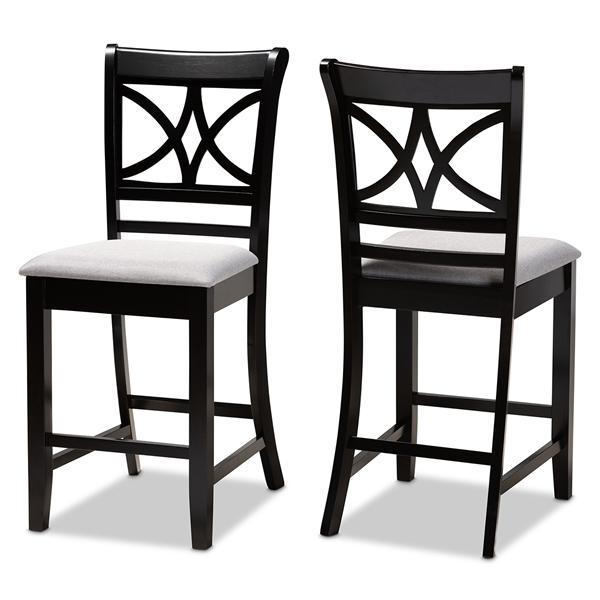 baxton studio Baxton Studio Chandler Modern and Contemporary Grey Fabric Upholstered and Espresso Brown Finished Wood 2-Piece Counter Height Pub Chair Set