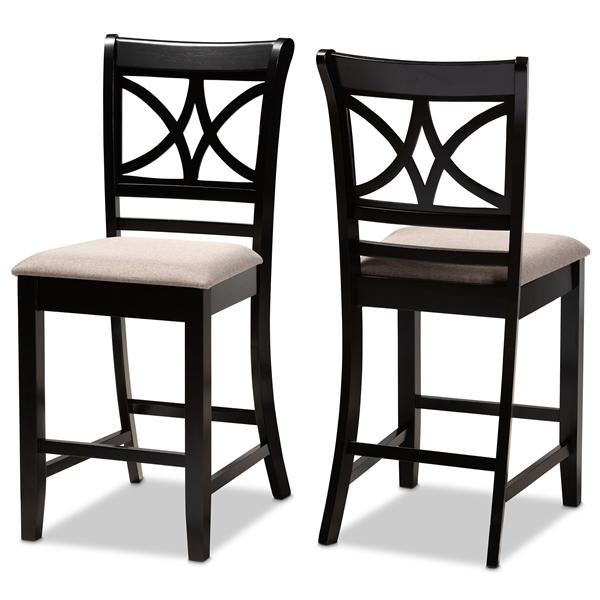 baxton studio Baxton Studio Chandler Modern and Contemporary Sand Fabric Upholstered and Espresso Brown Finished Wood 2-Piece Counter Height Pub Chair Set