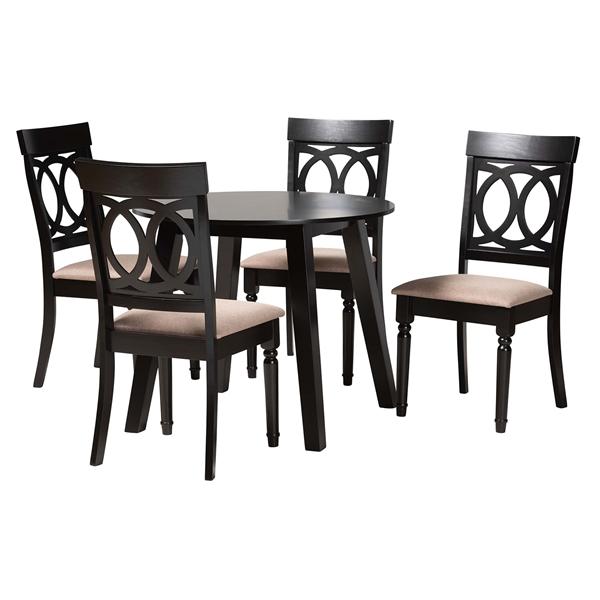 baxton studio Baxton Studio Charlottle Modern Beige Fabric and Dark Brown Finished Wood 5-Piece Dining Set
