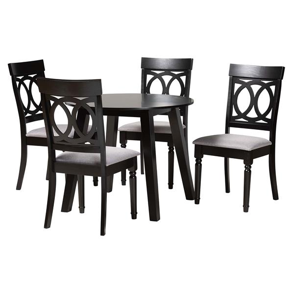 baxton studio Baxton Studio Charlottle Modern Grey Fabric and Dark Brown Finished Wood 5-Piece Dining Set