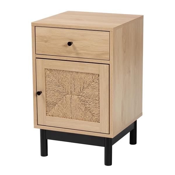 baxton studio Baxton Studio Cherelle Mid-Century Modern Light Brown and Black 1-Drawer End Table
