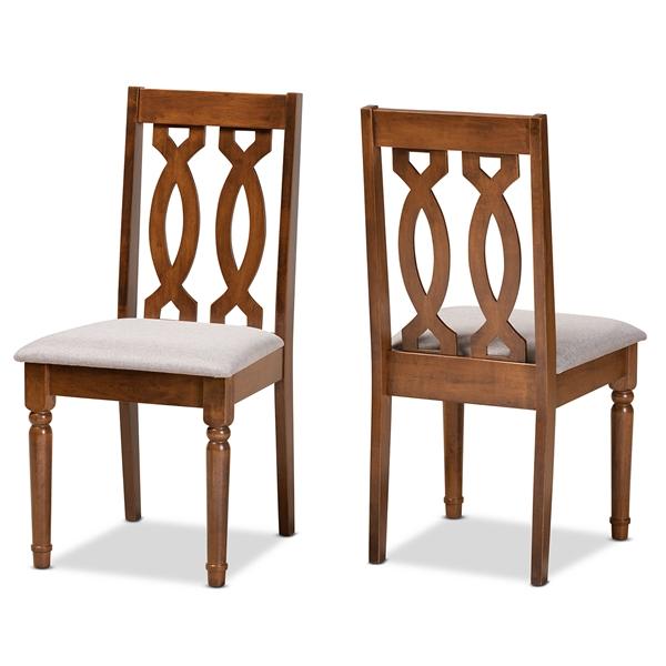 baxton studio Baxton Studio Cherese Modern and Contemporary Grey Fabric Upholstered and Walnut Brown Finished Wood 2-Piece Dining Chair Set