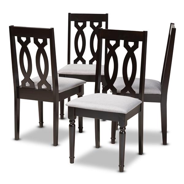 baxton studio Baxton Studio Cherese Modern and Contemporary Grey Fabric Upholstered Espresso Brown Finished Wood Dining Chair (Set of 4)