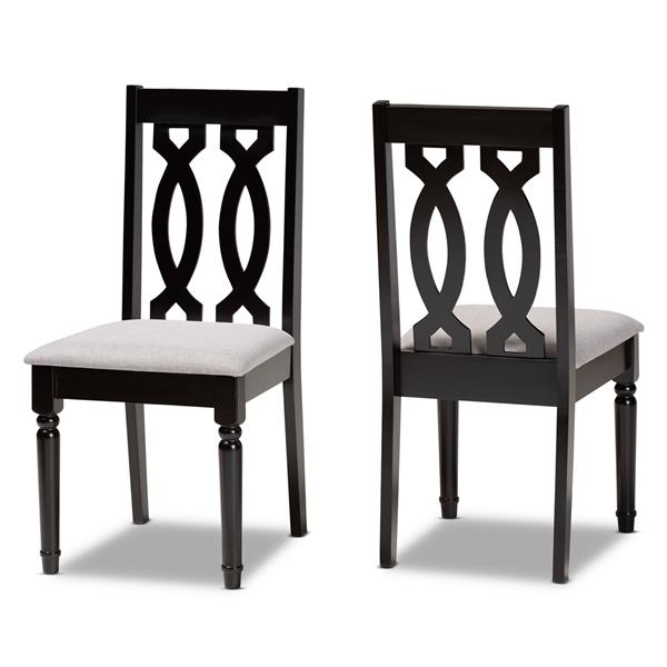 baxton studio Baxton Studio Cherese Modern and Contemporary Grey Fabric Upholstered and Dark Brown Finished Wood 2-Piece Dining Chair Set
