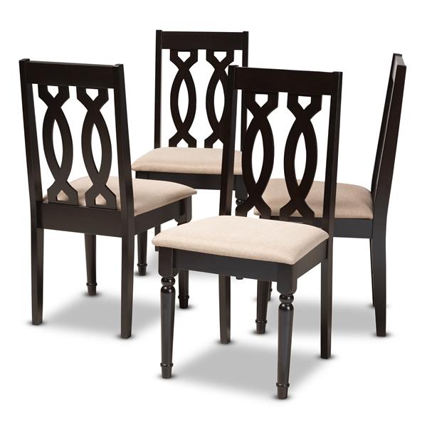 baxton studio Baxton Studio Cherese Modern and Contemporary Sand Fabric Upholstered Espresso Brown Finished Wood Dining Chair (Set of 4)