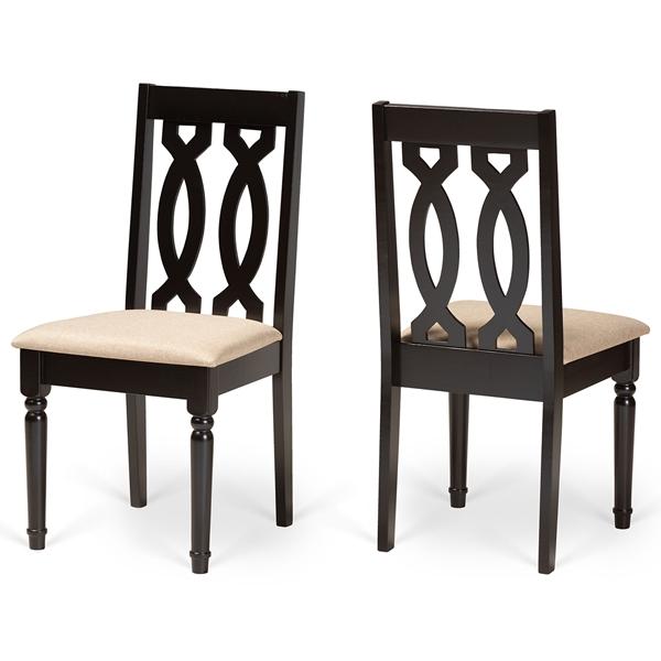 baxton studio Baxton Studio Cherese Modern and Contemporary Sand Fabric Upholstered and Dark Brown Finished Wood 2-Piece Dining Chair Set