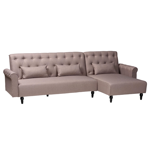 baxton studio Baxton Studio Chesterfield Retro-Modern Clay Fabric Upholstered Convertible Sleeper Sofa