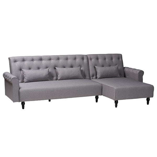 baxton studio Baxton Studio Chesterfield Retro-Modern Slate Grey Fabric Upholstered Convertible Sleeper Sofa