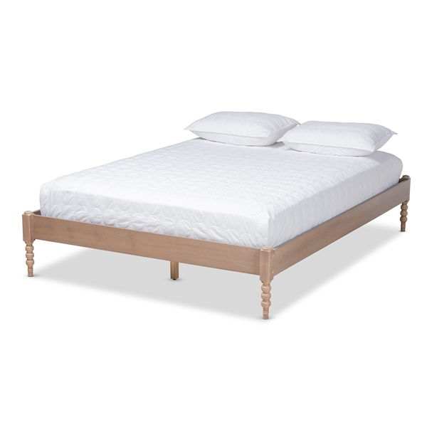 baxton studio Baxton Studio Cielle French Bohemian Antique Oak Finished Wood Queen Size Platform Bed Frame