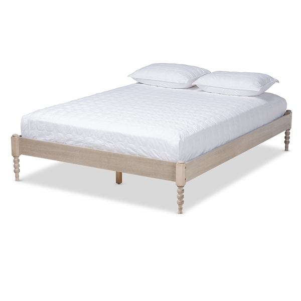 baxton studio Baxton Studio Cielle French Bohemian Antique White Oak Finished Wood Queen Size Platform Bed Frame