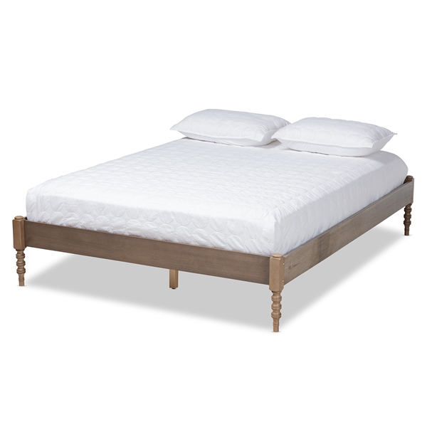 baxton studio Baxton Studio Cielle French Bohemian Weathered Grey Oak Finished Wood King Size Platform Bed Frame