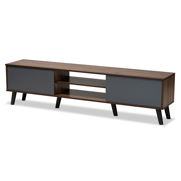 baxton studio Baxton Studio Clapton Modern and Contemporary Multi-Tone Grey and Walnut Brown Finished Wood TV Stand