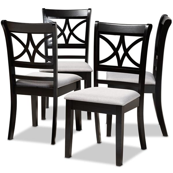 baxton studio Baxton Studio Clarke Modern and Contemporary Grey Fabric Upholstered and Espresso Brown Finished Wood 4-Piece Dining Chair Set