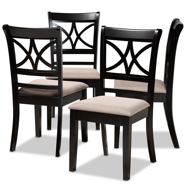 baxton studio Baxton Studio Clarke Modern and Contemporary Sand Fabric Upholstered and Espresso Brown Finished Wood 4-Piece Dining Chair Set