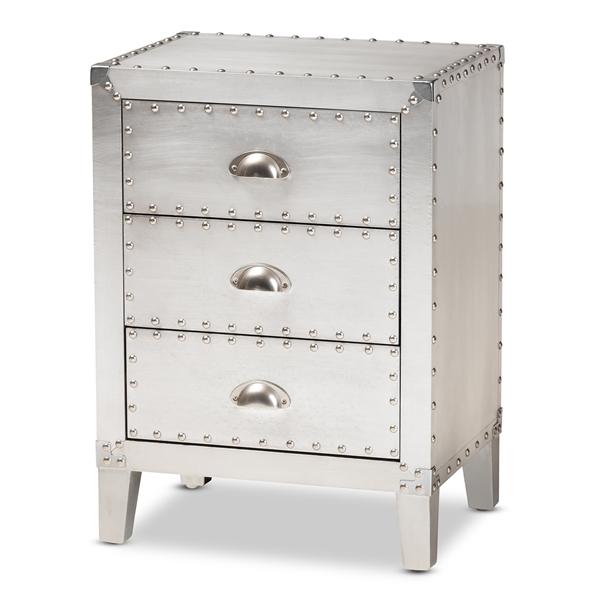 baxton studio Baxton Studio Claude French Industrial Silver Metal 3-Drawer End Table