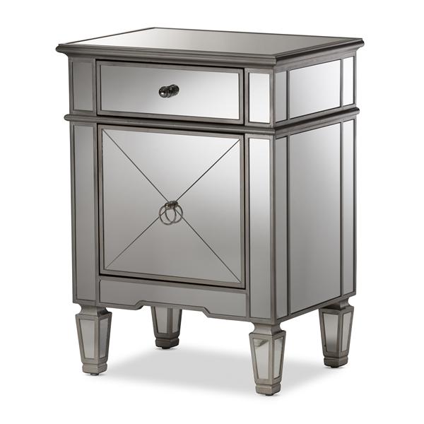 baxton studio Baxton Studio Claudia Hollywood Regency Glamour Style Mirrored End Table