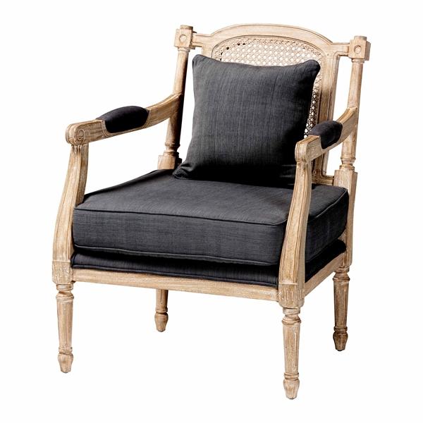 baxton studio Baxton Studio Clemence French Provincial Grey Fabric Whitewashed Mahogany Wood Armchair