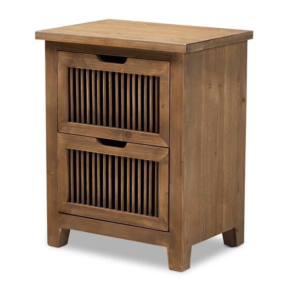 baxton studio Baxton Studio Clement Rustic Transitional Medium Oak Finished 2-Drawer Wood Spindle End Table