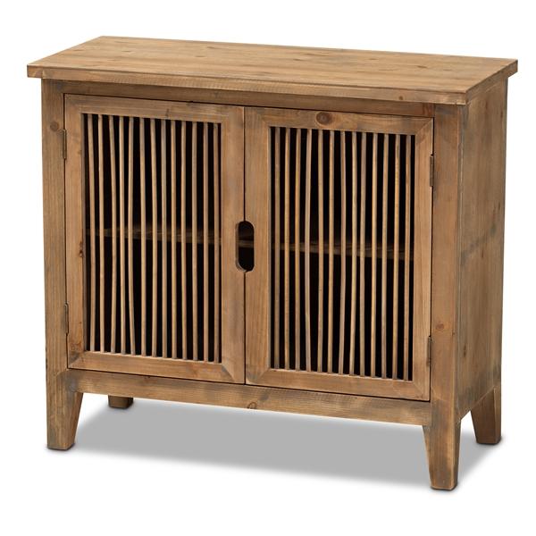 baxton studio Baxton Studio Clement Rustic Transitional Medium Oak Finished 2-Door Wood Spindle Accent Storage Cabinet