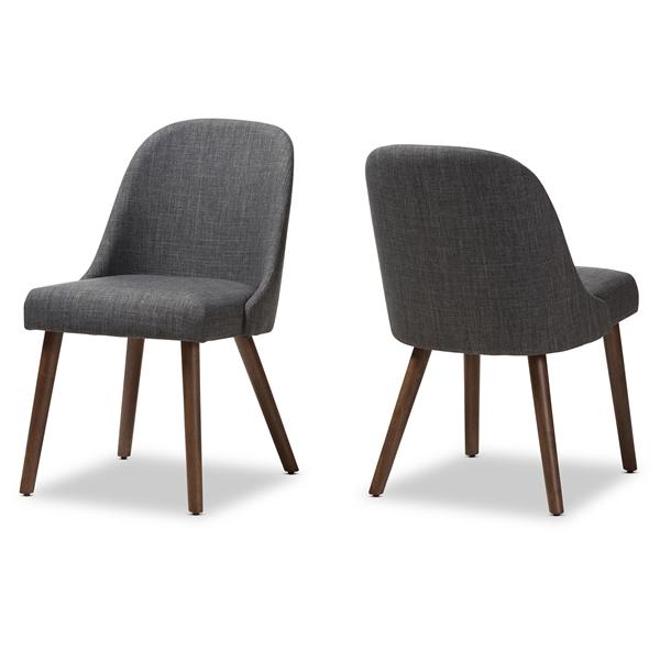 baxton studio Baxton Studio Cody Mid-Century Modern Dark Grey Fabric Upholstered Walnut Finished Wood Dining Chair (Set of 2)