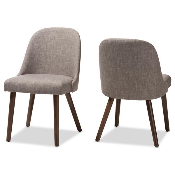 baxton studio Baxton Studio Cody Mid-Century Modern Light Grey Fabric Upholstered Walnut Finished Wood Dining Chair (Set of 2)