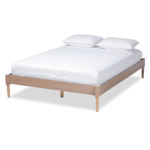 baxton studio Baxton Studio Colette French Bohemian Antique Oak Finished Wood Full Size Platform Bed Frame