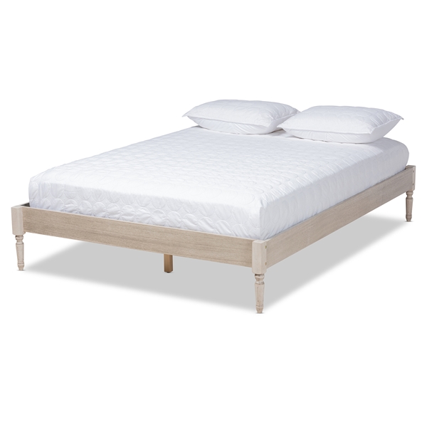 baxton studio Baxton Studio Colette French Bohemian Antique White Oak Finished Wood Full Size Platform Bed Frame