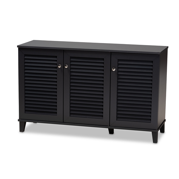baxton studio Baxton Studio Coolidge Modern and Contemporary Dark Grey Finished 8-Shelf Wood Shoe Storage Cabinet