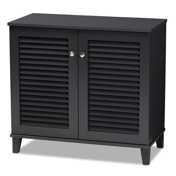 baxton studio Baxton Studio Coolidge Modern and Contemporary Dark Grey Finished 4-Shelf Wood Shoe Storage Cabinet