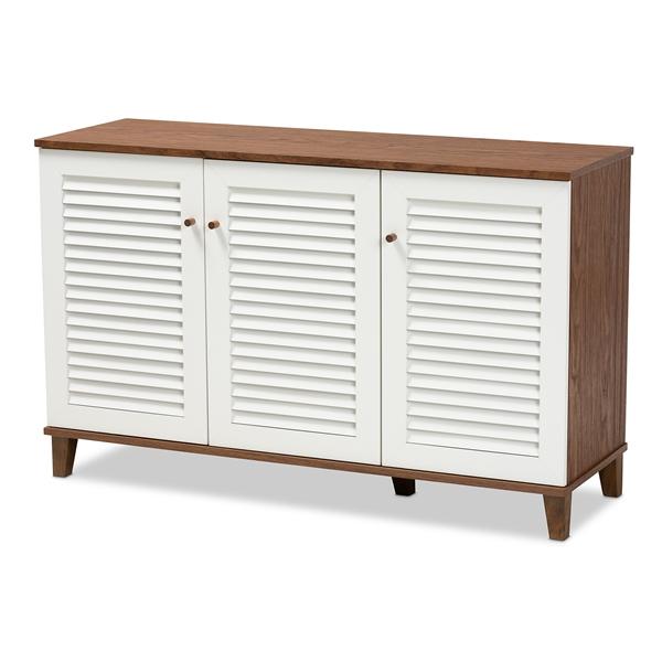 baxton studio Baxton Studio Coolidge Modern and Contemporary Walnut Finished 8-Shelf Wood Shoe Storage Cabinet