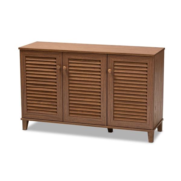 baxton studio Baxton Studio Coolidge Modern and Contemporary Walnut Finished 8-Shelf Wood Shoe Storage Cabinet