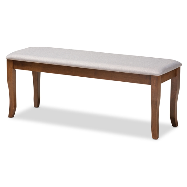 baxton studio Baxton Studio Cornelie Modern and Contemporary Transitional Grey Fabric Upholstered and Walnut Brown Finished Wood Dining Bench