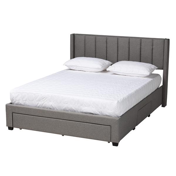 baxton studio Baxton Studio Coronado Mid-Century Modern Transitional Grey Fabric Full Size 3-Drawer Storage Platform Bed