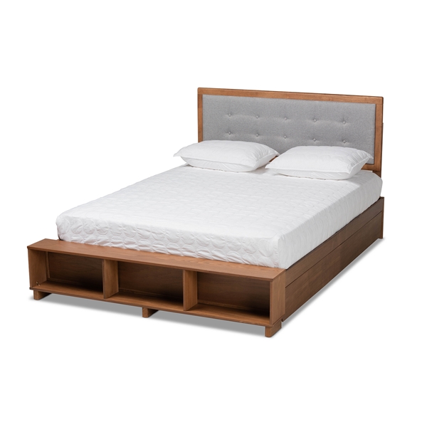baxton studio Baxton Studio Cosma Modern Transitional Ash Walnut Brown Finished Wood 4-Drawer Queen Size Platform Storage Bed